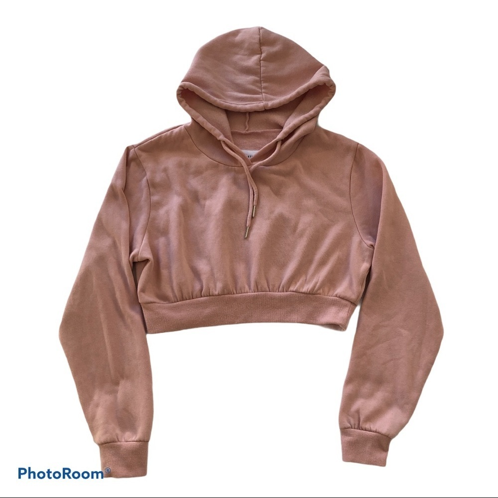 SWS Active Long Sleeve Hooded Pink Crop Sweatshirt